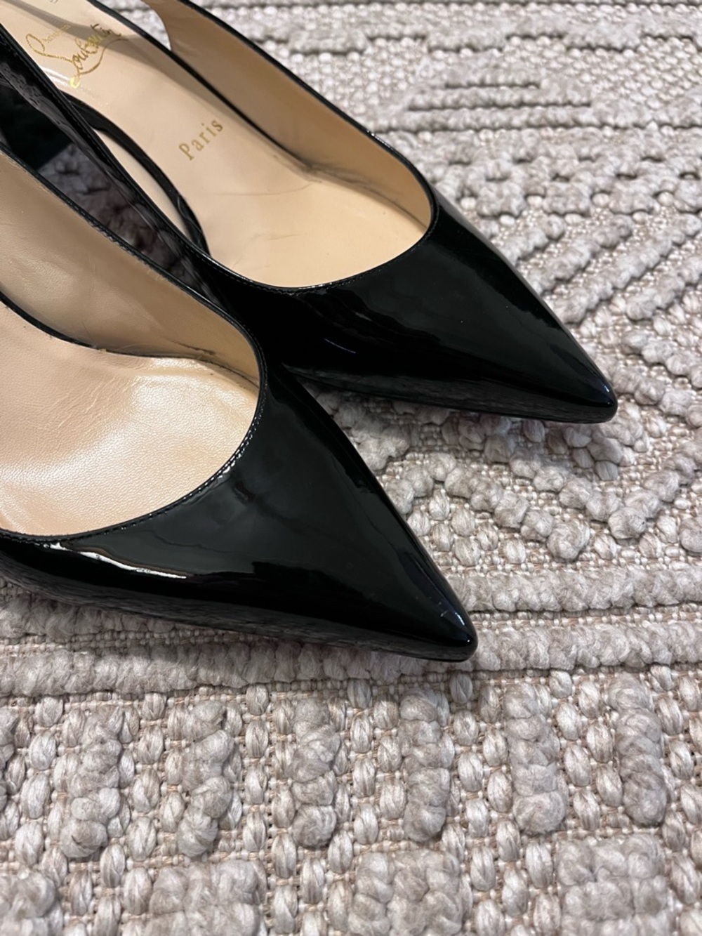 Christian Louboutin Karelli 45 Patent Leather Slingback Pumps - Picture 2 of 7